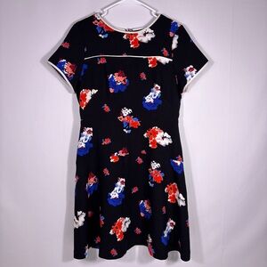 Vince Camuto Black Floral Dress with Red, Blue & White Accents